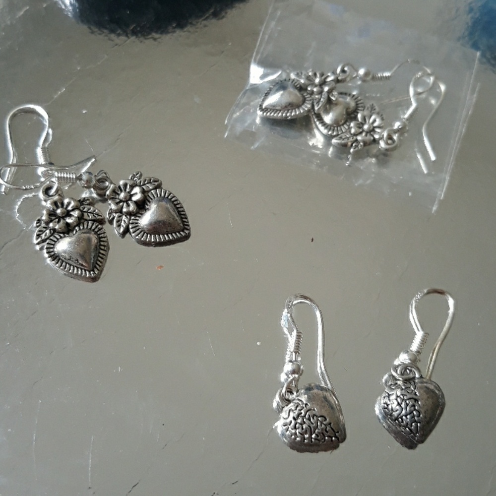 925 sterling silver heart Earrings new
